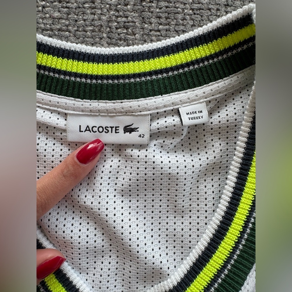 Lacoste Women’s Mesh V-Neck Tank Top | Size 42 (L) | NWT - Picture 7 of 15